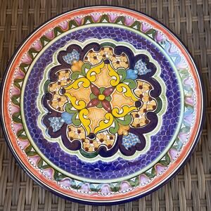 Mexican Talavera Pottery Plate 11.75”inch Hand-Painted Puebla Design Signed